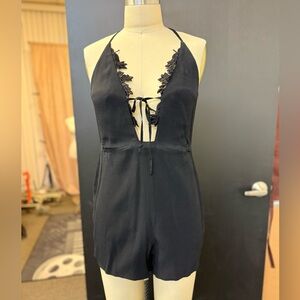 For Love And Lemons Black Lace Romper